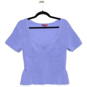 STAUD Buxton Bustier Rib Knit Top Size XL in Purple